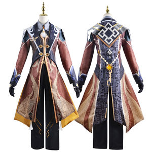 Chaud adultes/enfants Anime jeu Genshin Impact Zhongli Cosplay Costume perruque chaussures tenue robe Halloween fête Zhongli Costume - Product Image 2