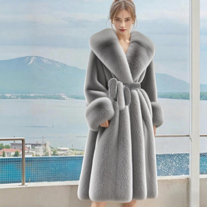 <span class=keywords><strong>Manteau</strong></span> d'hiver pour femmes, nouvelle mode, imprimé léopard, col épais à manches longues, <span class=keywords><strong>imitation</strong></span> fourrure de renard, grande taille, décontracté - Product Image 2