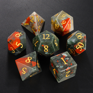 Juego de Dados de Piedra de Sangre Natural de Alta Calidad al por Mayor de Fábrica, Dados Metálicos D20 D6 para Calabozos y Dragones - Product Image 3