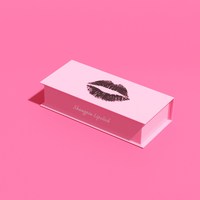 Boîte à rouge à lèvres en carton doux au toucher avec logo personnalisé, petite boîte magnétique rose en satin pour emballage de rouge à lèvres et gloss