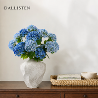 Pabrik Dallisten Grosir 3 Tangkai Bunga Hydrangea Buatan Sutra Tiruan Hortensia untuk Dekorasi Rangkaian Bunga Pernikahan dan Rumah