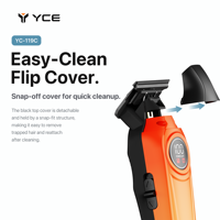 Tondeuse à cheveux électrique sans fil en céramique YC-119C pour la ligne des cheveux, les pattes d'ourson et le cou, avec écran LED, chargement USB-C, pour usage domestique et hôtelier