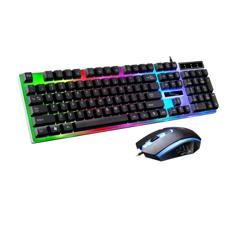 Rgb Computer Teclado Y Mouse Inalambrico Led Light Gaming Wireless Keyboard And Mouse Set Rechargeable