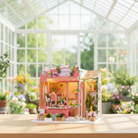 IIECREATE K-1050 Kit de puzzle 3D en bois DIY Fleur de gypsophile Maison miniature et modèle de jouet