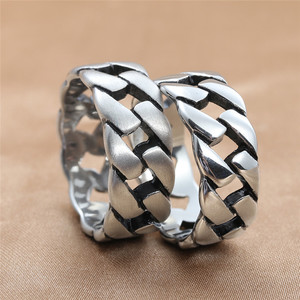 Anillo de Cadena Hueca de Acero de Titanio para Hombre, Diseño Geométrico Tejido, Plata, Oro, Multicolor, Estilo Punk, Joyería de Moda 24063 - Product Image 3