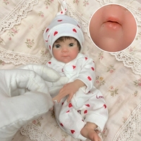 Poupée Bébé en Silicone 8 Pouces Réaliste Reborn Jouet Doux Éducatif pour Filles Peut Ouvrir la Bouche Cheveux Implantés à la Main Ensemble d'Accessoires