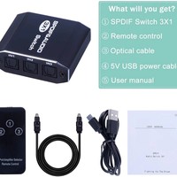 Distribuidor de Audio SPDIF de Fibra Óptica Hardrock con 3 Entradas y 1 Salida, Origen China, Embalaje en Caja de Color, FCC CE