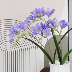 QIHAO Artificial Freesia <b>Silk</b> <b>Flowers</b> Multi Color Plastic High Simulation For Home Wedding Decoration - Product Image 3