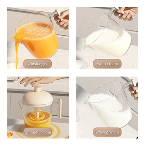 1 pièce Zenidoo H-521 Fouet à œufs manuel semi-automatique en plastique écologique à pression, mousseur à lait, ustensile pour œufs - Product Image 4