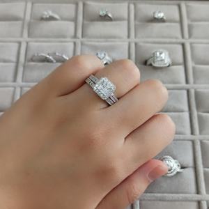 中国工厂批发花式珠宝925纯银戒指带新娘2件婚戒女式婚戒 - Product Image 3