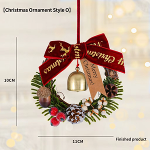 Ensemble d'ornements de Noël à suspendre, clochettes, nœuds en velours rouge, pommes de pin, style forêt, décoration de fenêtre, petite breloque cadeau, vente en gros. - Product Image 6