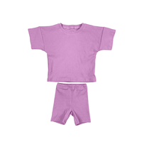 Ensemble personnalisé d'été pour bébés et enfants, garçons et filles, unisexe, rayé, en coton gaufré, mignon, avec short et t-shirt à manches courtes