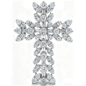 สร้อยคอจี้รูปกางเขนแบบคลาสสิก ชุบทองคำขาว 10K/14K/18K ประดับเพชร CVD ผลิตในห้องปฏิบัติการ ของขวัญสำหรับโอกาสพิเศษ - Product Image 1