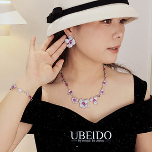 Ensemble de <span class=keywords><strong>bijoux</strong></span> de <span class=keywords><strong>luxe</strong></span> en zircone cubique rose, collier, bracelet, boucles d'oreilles, <span class=keywords><strong>bijoux</strong></span> de mariée, de fête, pour femmes, cadeau de mode de haute qualité - Product Image 2