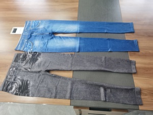 Leggings en jean slim pour femmes, tendance comme on le voit à la télévision, noir, bleu, <span class=keywords><strong>gris</strong></span>, taille haute, jeggings - Product Image 3