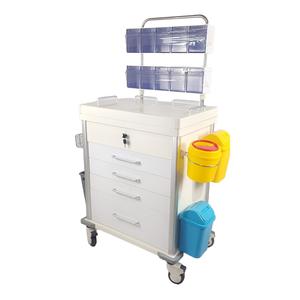 Chariot de médecine d'équipement chirurgical moderne de qualité supérieure seaux en métal ABS en acier multicolore meubles d'hôpital de chariot d'urgence - Product Image 1