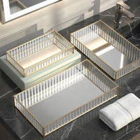 Plateau décoratif rectangulaire en verre moderne et luxueux multifonctionnel pour parfums, maquillage, vaisselle et aliments, accessoire de salon