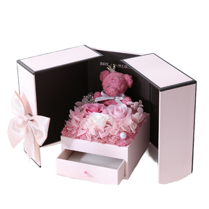 Rosas Secas <span class=keywords><strong>Rosa</strong></span> Eterna Más Vendidas en 2025, con Collar, Regalo de Graduación, Hechas a Mano, en Forma de Oso - Product Image 4