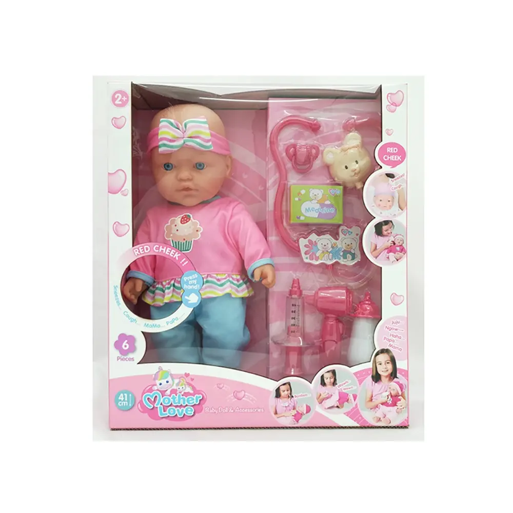 43cm बच्चों खिलौना बीमार बच्ची गुड़िया, डॉक्टर सेट बच्चों बीमार नरम पुनर्जन्म बच्ची गुड़िया खिलौना के साथ 10 लगता है