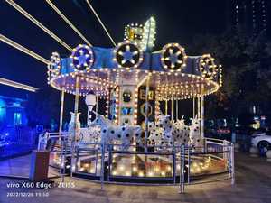 Instagram-Ready Paradise Carousel, Colorful Fiberglass <b>Shell</b> & LED Strip Lights, 360° Rotating Platform <b>Mirror</b> Canopy, Carnival - Product Image 3