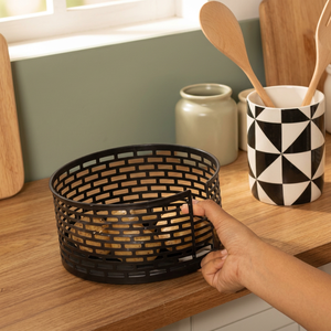 Round Metal Storage <b>Basket</b> Stainless Steel Kitchen Organizer Minimalist Design Durable <b>Food</b> - Product Image 4