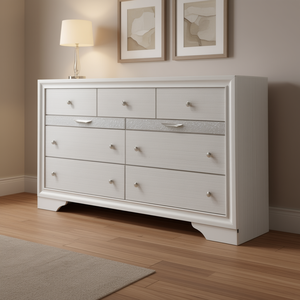 Comò Naima con Finitura Bianca, 8 Cassetti, Arredamento Contemporaneo per Camera da Letto - Product Image 2