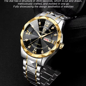 Montre de mode populaire Binbond 2521 à quartz, étanche, avec fonction lumineuse, pour homme, date, en acier inoxydable, bracelet - Product Image 4