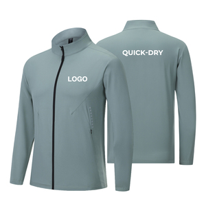 Mens Gym Plain <b>Workout</b> <b>Jackets</b> High Quality Flat Cuffs Sportswear Zipper Pocket Running <b>Jacket</b> Custom Logo - Product Image 1