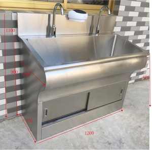 Fregadero quirúrgico de acero inoxidable para Hospital, <span class=keywords><strong>lavamanos</strong></span> a mano, lavabo de bañera de 3 asientos operado por pies, lavabo de inducción automática - Product Image 5