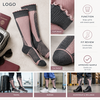Chaussettes de compression graduée gris bordeaux pour mollets larges, avec embout renforcé, vente en gros, développement de la tricoterie, inspection de la qualité