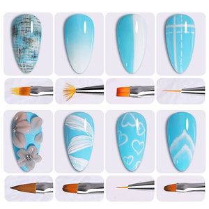 Kit de pinceaux dégradés pour nail art, 8 pièces, outils en plastique pour la luminothérapie et la photothérapie, pour estomper les couleurs des ongles - Product Image 4