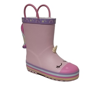 <span class=keywords><strong>Bottes</strong></span> de pluie en caoutchouc imperméables imprimées <span class=keywords><strong>licorne</strong></span> 3D personnalisées en usine pour bébés Hauteur de demi-botte Caractéristique antidérapante pour l'hiver - Product Image 1