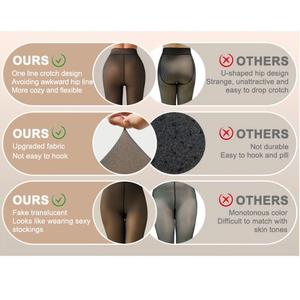 Collants à effet d'illusion optique, chauds pour l'hiver, doublés polaire, transparents, très élastiques, amincissants, usine OEM - Product Image 3