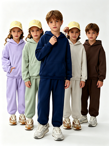 <span class=keywords><strong>Sweat</strong></span>-shirt à capuche pour enfants de haute qualité, couleur unie, style décontracté, en sherpa, laine d'automne, cachemire, ensemble de vêtements de sport pour enfants, vente en gros - Product Image 1