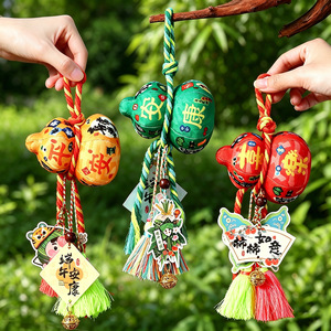 Pendentif sachet gourde pour le Festival des Bateaux-Dragons, avec rembourrage d'armoise séchée et tissu imprimé, ornement porte-bonheur portable, voiture - Product Image 3