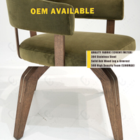 Fauteuil de salle à manger moderne en bois massif avec tissu vert velours