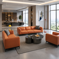 Ensemble de canapés de bureau exécutif en cuir, 3 places, 2 places, fauteuil, pieds en métal noir, sièges de réception modernes, personnalisable, fournisseur OEM