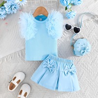 Annshine Wholesale 2026 Ensemble haut à manches en maille couleur unie et jupe à nœud pour filles, best-seller