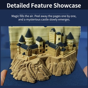 Château de Poudlard Hary personnalisé modèle 3D bloc-notes papier Art signet déchiré à la main calendrier 3D bloc-notes papeterie pour ornement de bureau - Product Image 2
