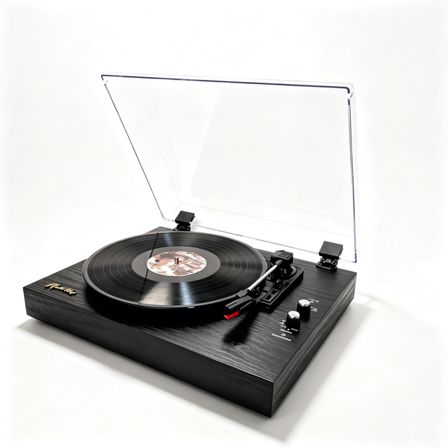 Wooden Vintage Vinyl Record Player 3-Speed Gramophone with Built-in Stereo Speaker, RCA Output Home Decoration Gift