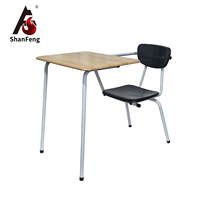 Bureau d'étude et fauteuil pour étudiant avec tablette d'écriture, plateau en panneau moulé FRP 630x480mm pour mobilier de salle de classe et de formation scolaire