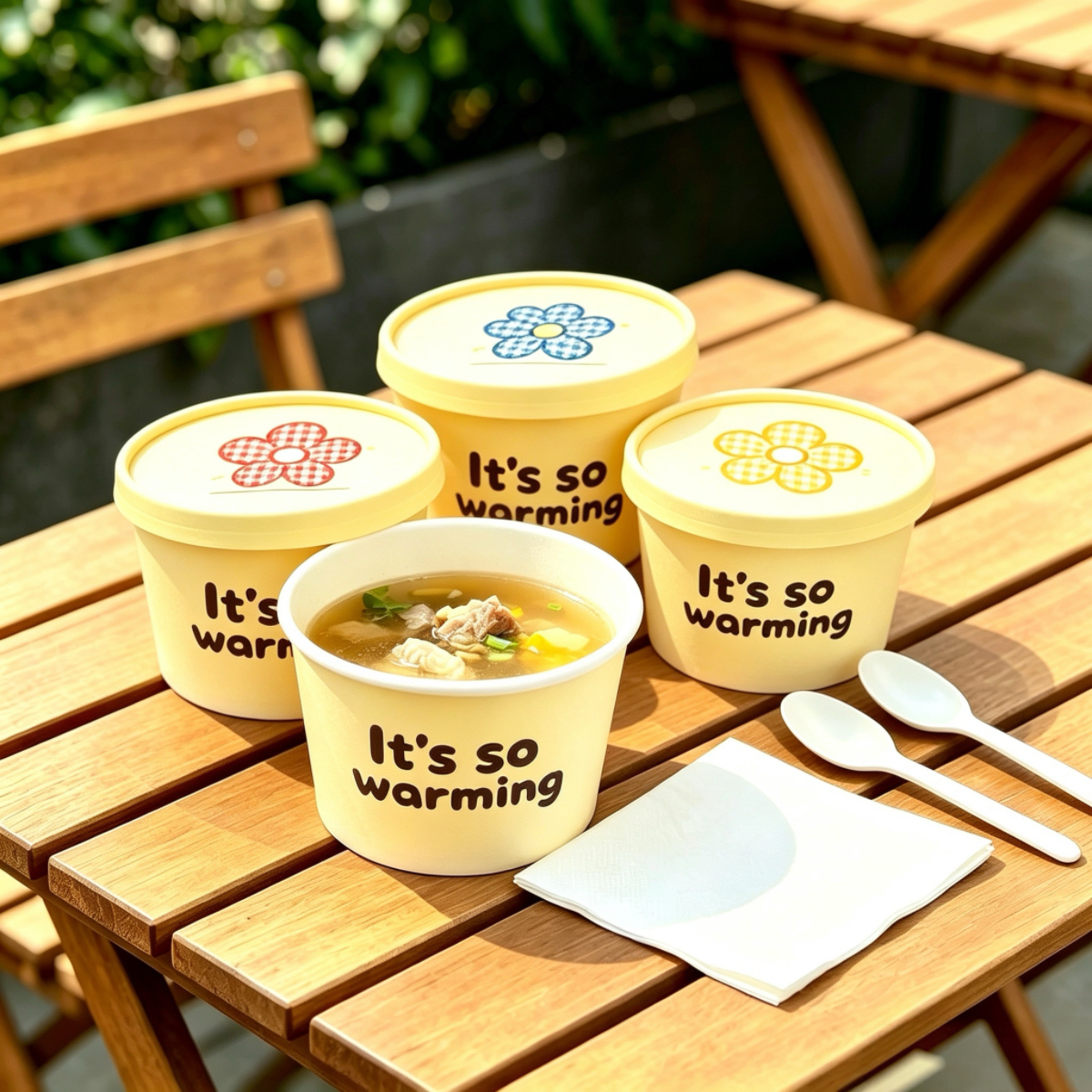 BEON Custom Size Paper Soup Cup With Paper/ PP/ PET Lids, for Soup for Storing Food or Carrying Take away