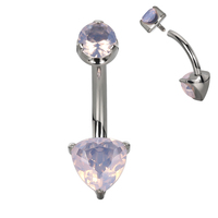 GZN Vente en gros Titane 3 Prong Set Triangle Pierre Naturelle Piercing Bijoux Nombril Anneau Nombril