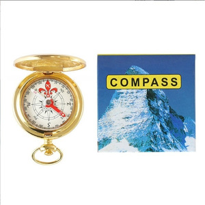 All-metal automatic flip-top <b>compass</b> with white oil scale and precise <b>compass</b>. Pocket <b>watch</b> with metal case, gold-plated, and - Product Image 3