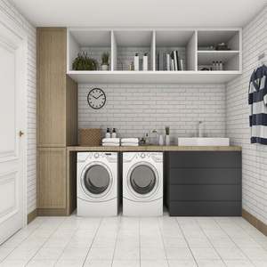 Mueble de Lavandería con Diseño Simple, Mueble de Lavandería Lacado, Mueble de Lavandería Multifuncional con Lavabo - Product Image 4