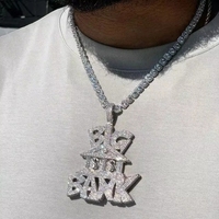 Collier pendentif lettre Iced Out en gros, style Hip Hop, bijoux fantaisie pour hommes en CZ, en stock