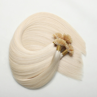 Extensions de cheveux humains russes Remy de qualité supérieure, à pointe en U, en kératine italienne, double épaisseur, couleur blonde, pré-collées, à pointe en forme de clou