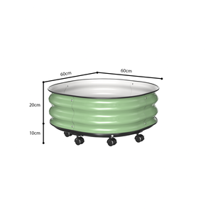 금속 라운드 제기 정원 침대 키트 화분 상자 바닥 바퀴와 화분 - Product Image 2
