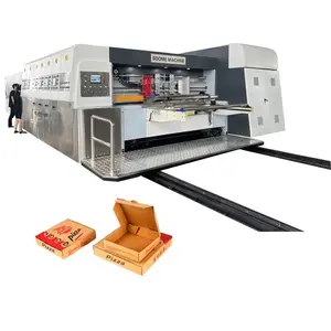 Automatic High Speed Paper Box 4 Colors Printing Slotting Die Cutting Folding Gluing And Strapping Combined Linkage In Line