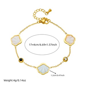 Stainless Steel White Seashell Jewelry <b>Set</b> Hexagon Necklace Earring <b>Bracelet</b> Women's Party Fashion Accessory - Product Image 5